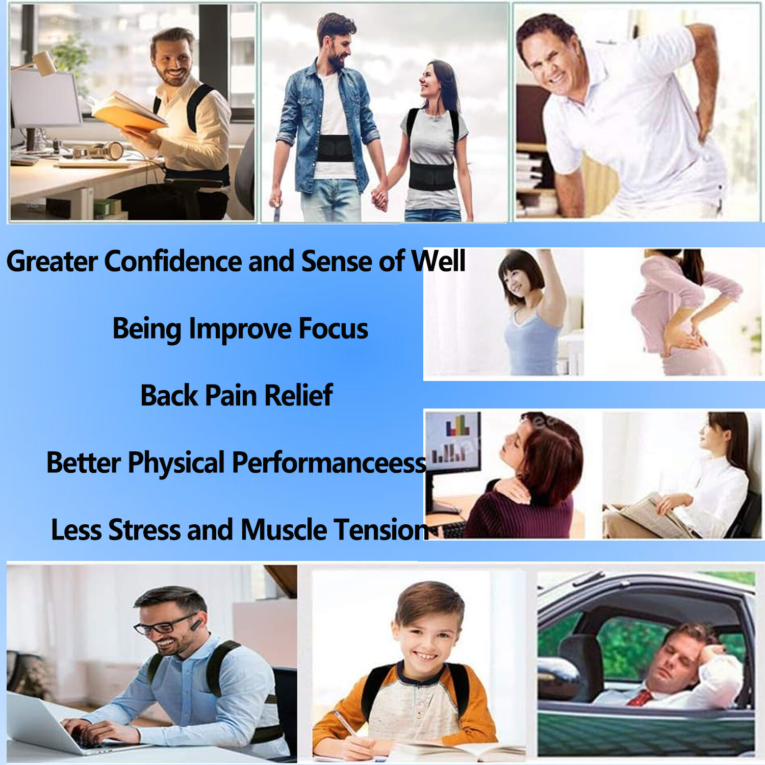 MAGNETIC Posture Corrector Brace Low Back Support Shoulder Brace Belt Unisex US