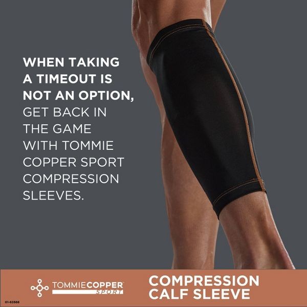 TOMMIE COPPER SPORT COMPRESSION CALF SLEEVE SIZE L/XL – BLACK