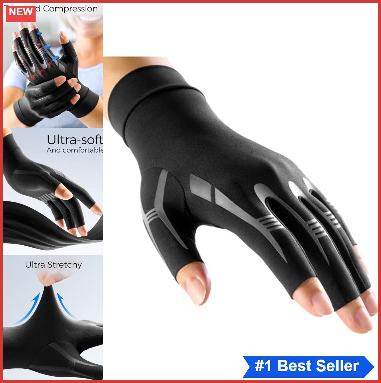 Compression Arthritis Gloves Fingerless Pain Relief Carpal Tunnel Support Women