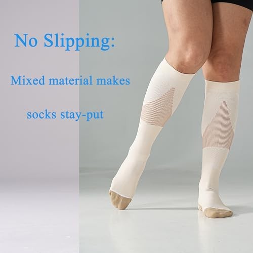 4 Pairs Compression Socks For Women and Men 20-30mmHg Small-Medium White