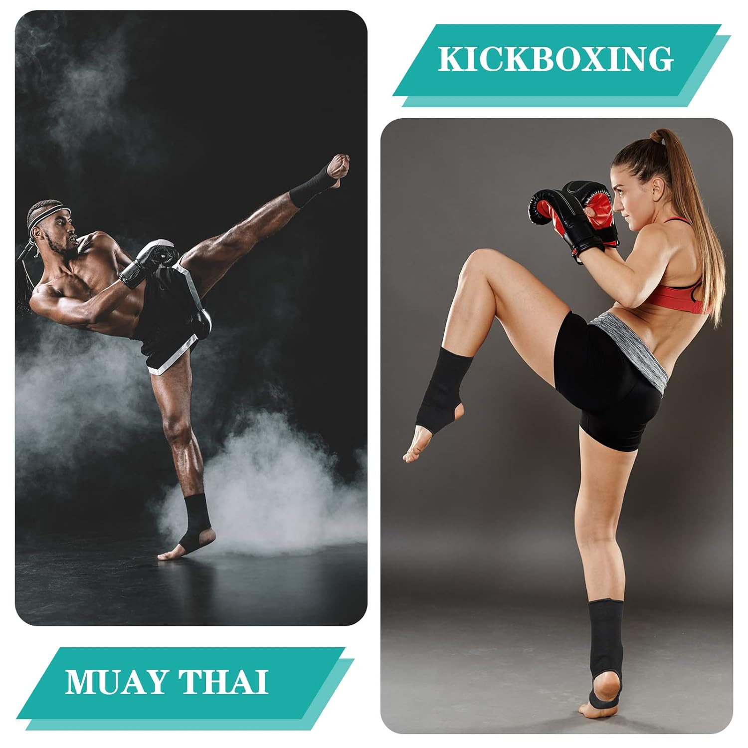 2 Pairs Muay Thai Ankle Support Compression Ankle Sleeve Boxing Foot