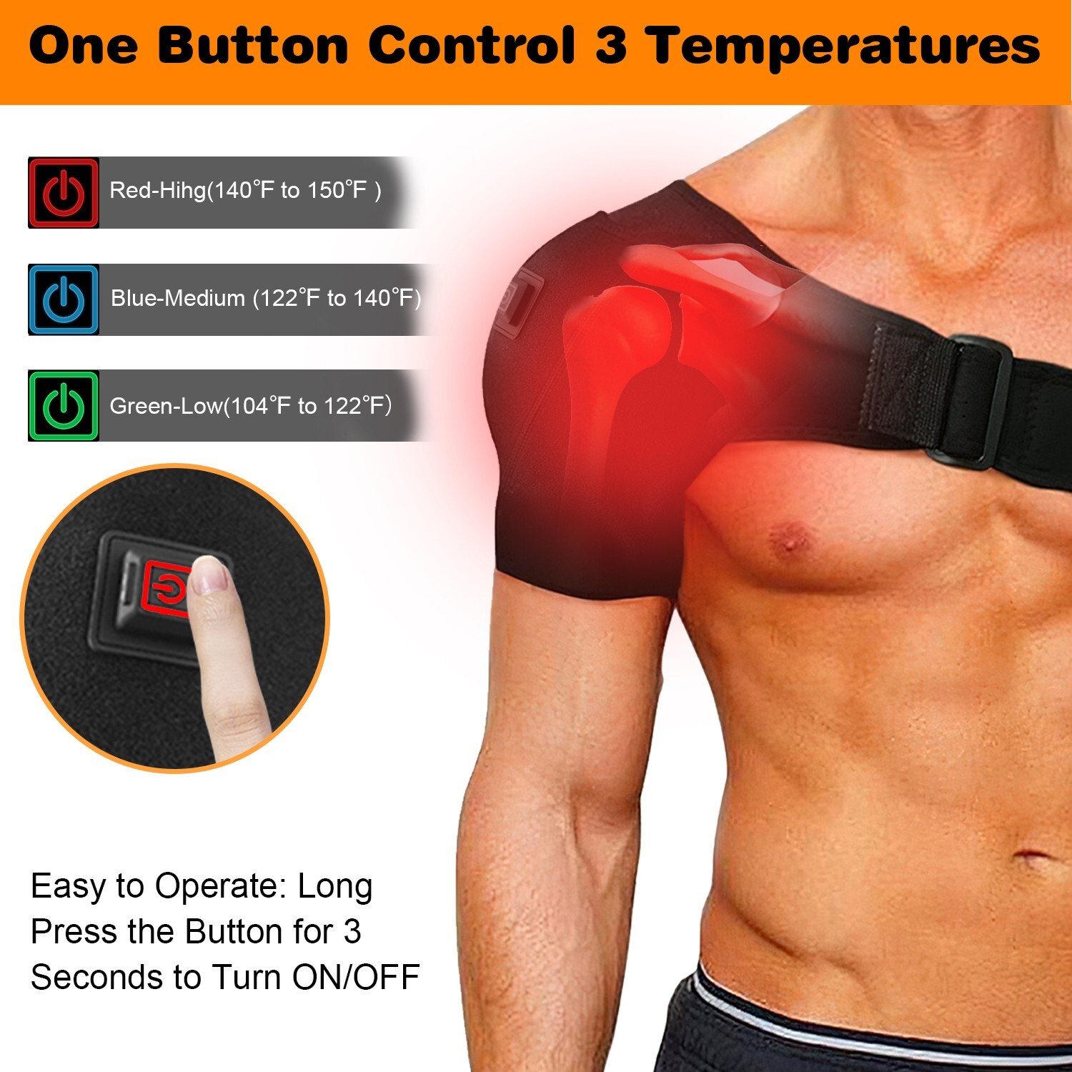 Heated Shoulder Support Brace USB Electric Adjustable Pad Wrap Pain Relief