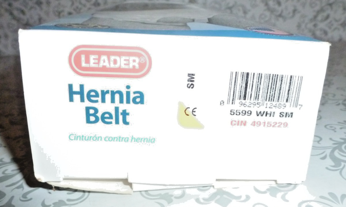 Leader Hernia Belt White Small Latex Free Adjustable
