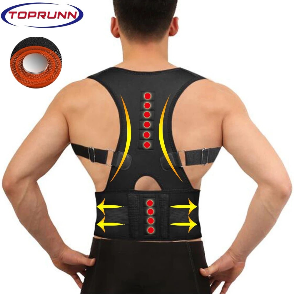 Men Posture Corrector Back Support Brace Orthopedic Shoulder Lumbar Belt Size