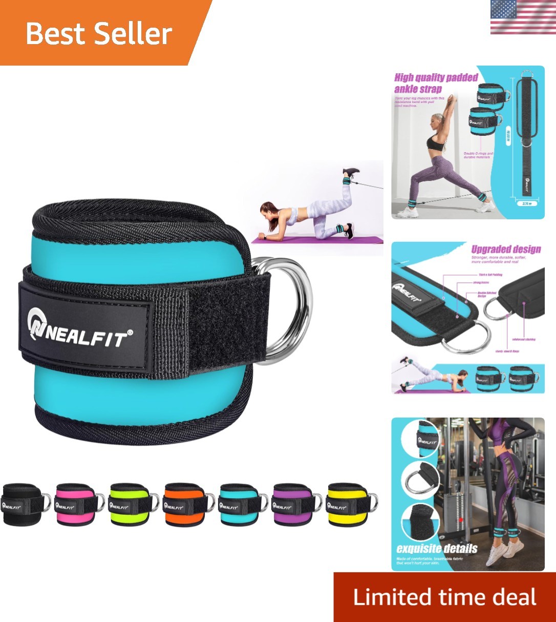 Adjustable Ankle Cuff for Resistance Training – Ideal for Leg & Glute Workouts