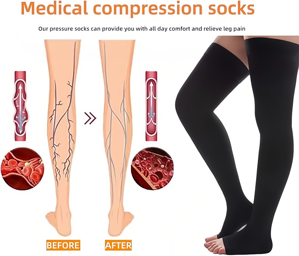 Thigh High Compression Stockings 20-30 mmHg Medical Surgical Socks Varicose Vein
