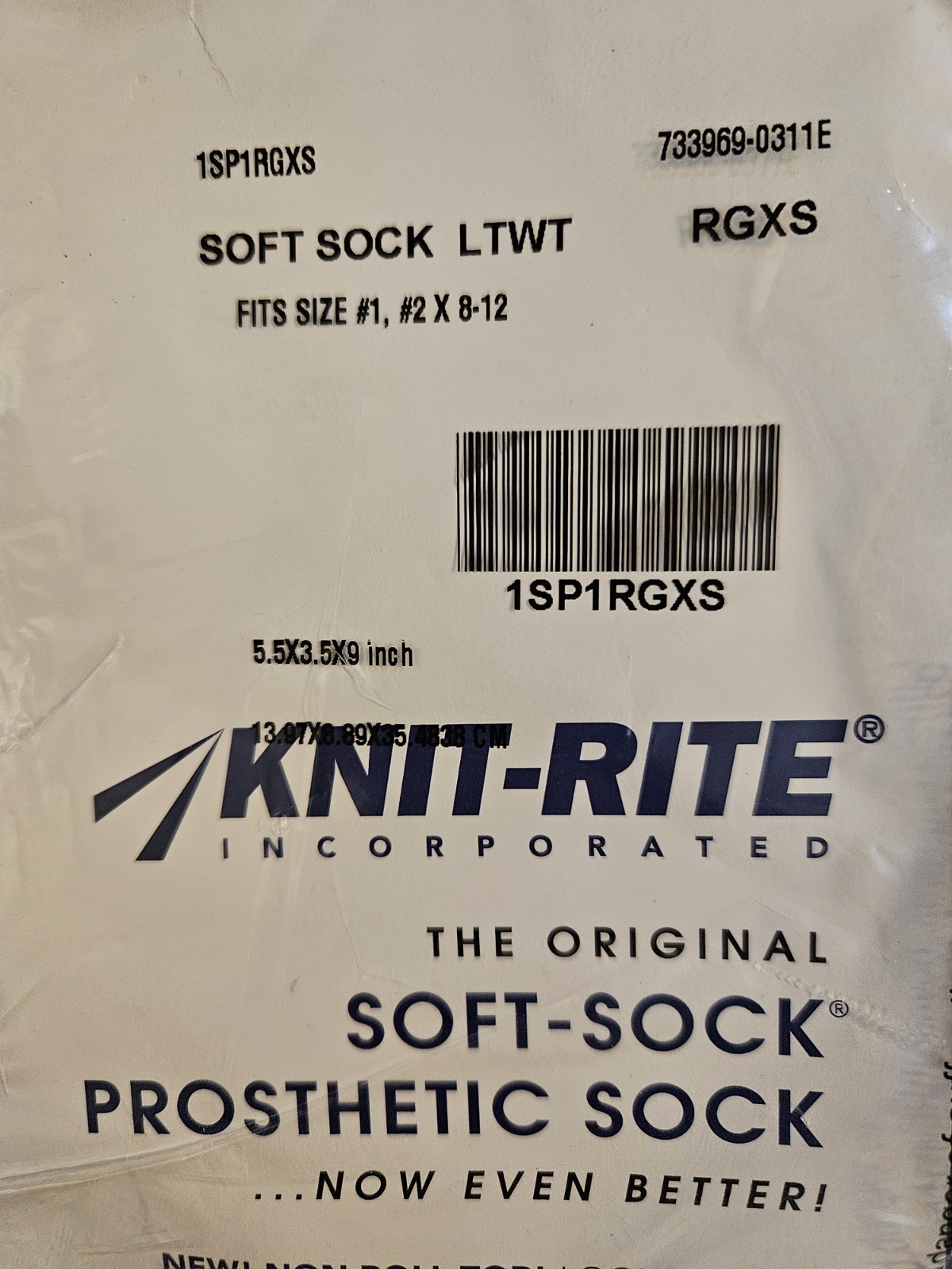 Knit-Rite SOFT SOCK LTWT HOLE Prosthetic Sock – Fits #1, #2 x 8-12 NEW