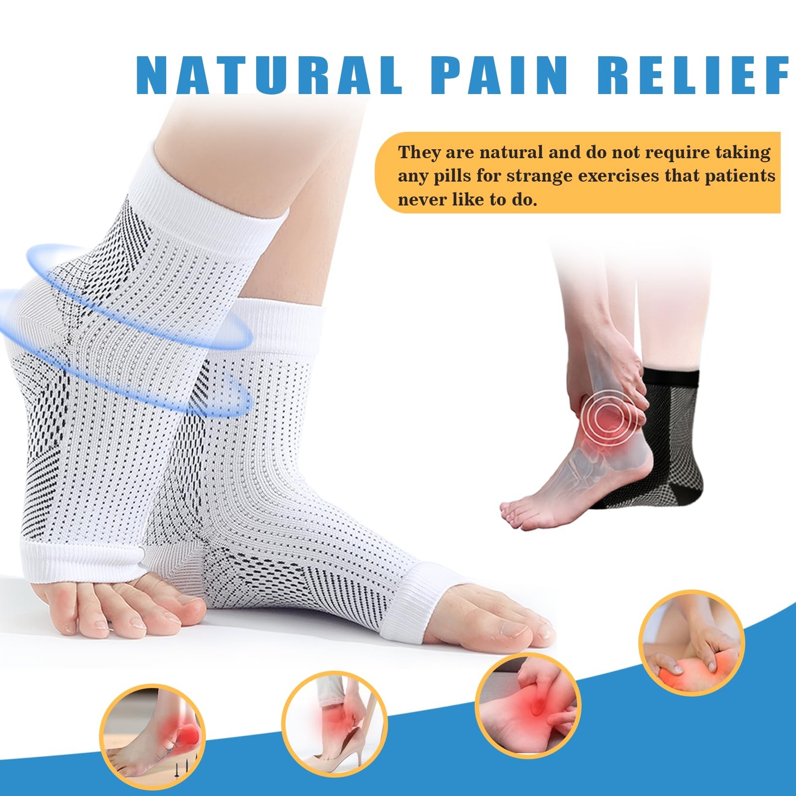 Neuropathy Socks for Women, 6Pairs L/XL, [‘White’, ‘Black’, ‘Red’, ‘Skin’]