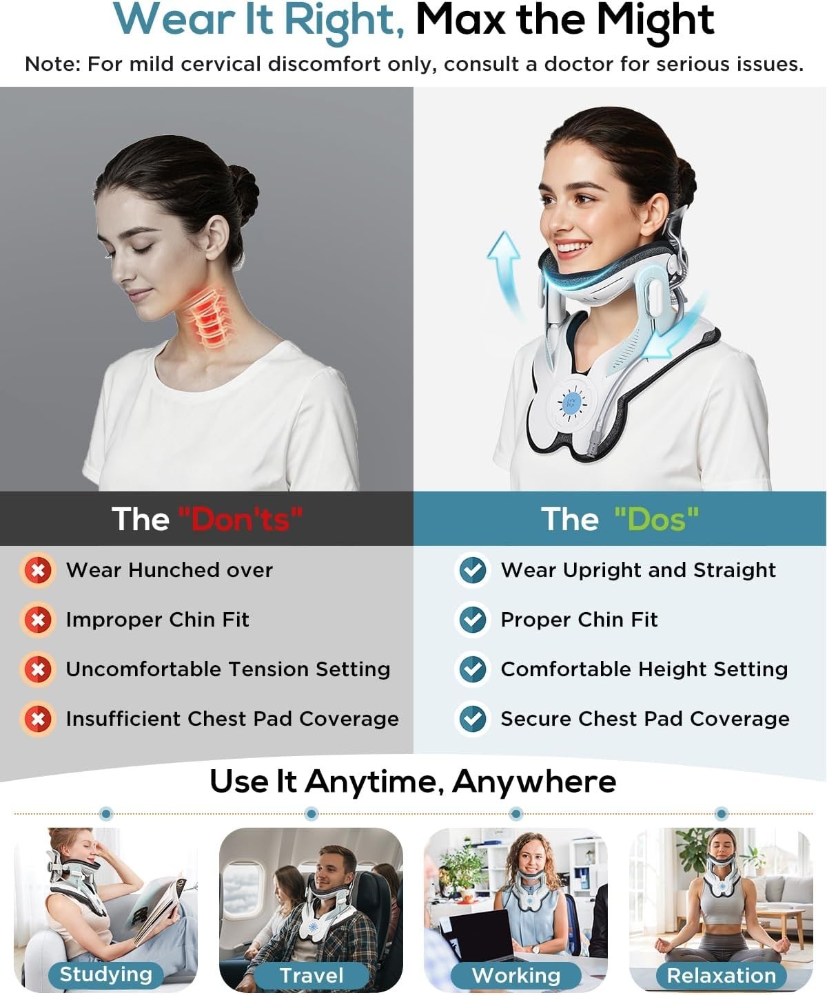 Cervical Neck Traction Device: Neck Stretcher for Cervical Pain Relief, Elect…