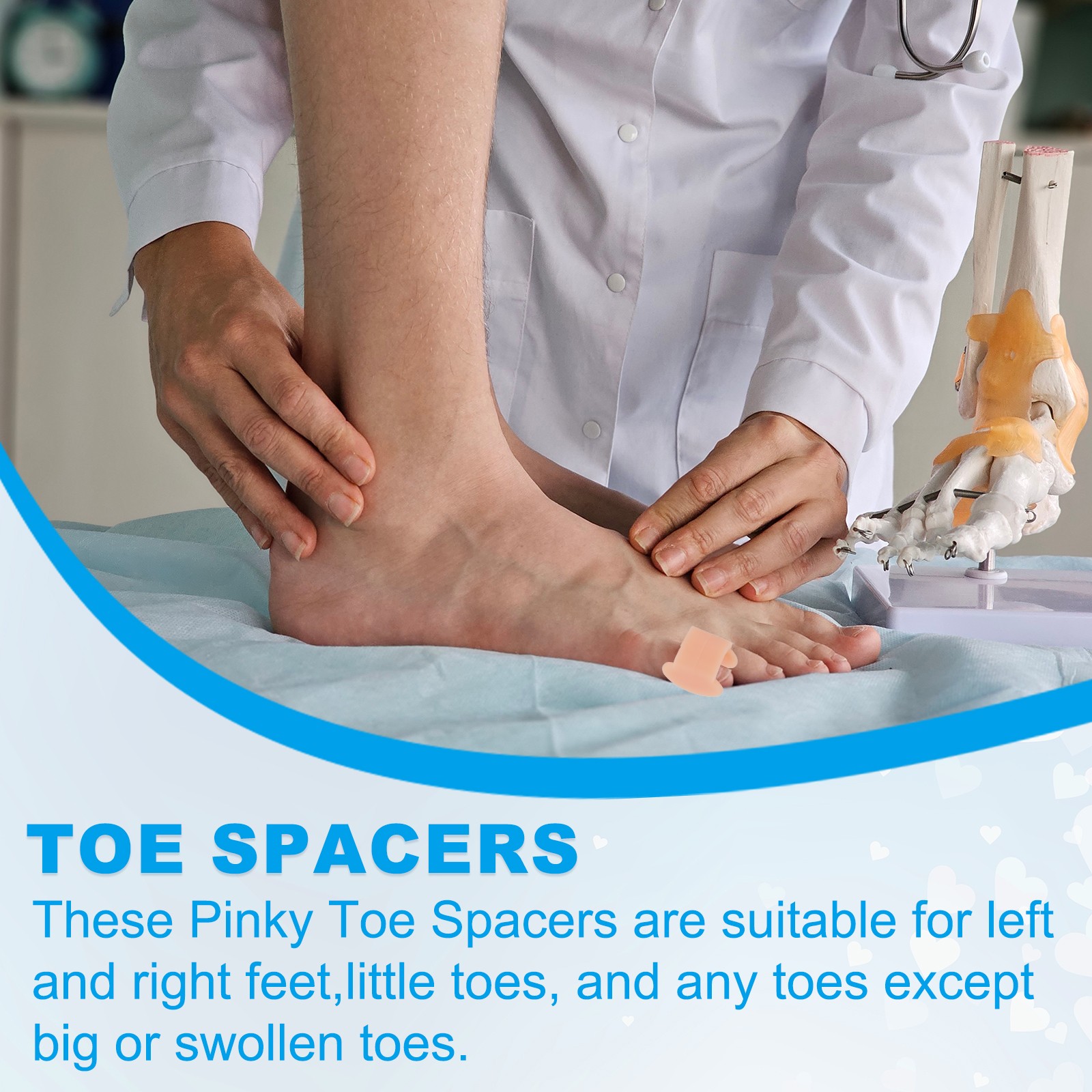 12 Pcs Pinky Toe Spacers Gel Toe Separator for Women & Men Beige