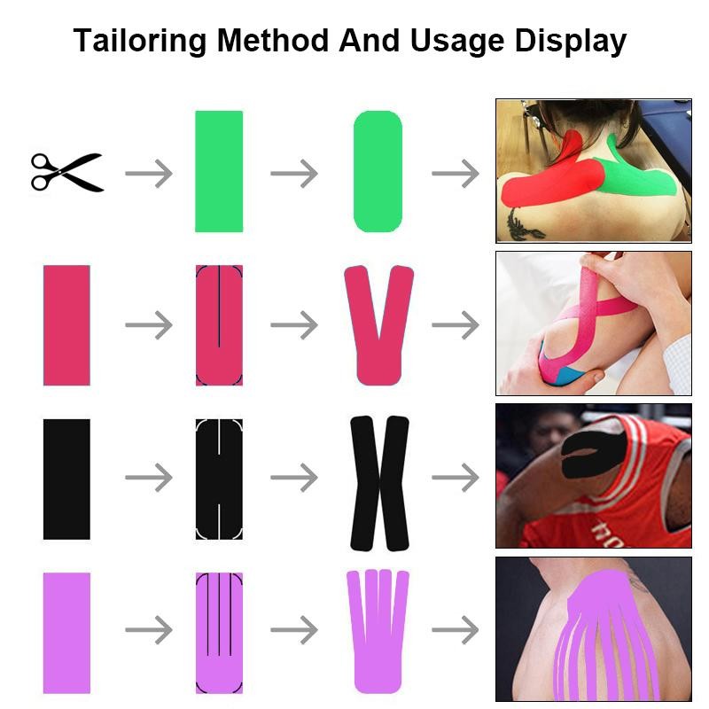 5-size Waterproof Kinesiology Tape – Elastic Athletic Bands for Sports Recovery,