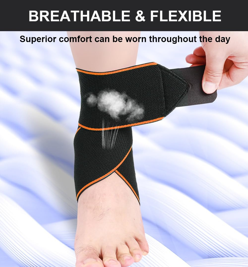 2 Pcs Adjustable Ankle Brace Compression Sleeve Support Fasciitis Pain Relief US