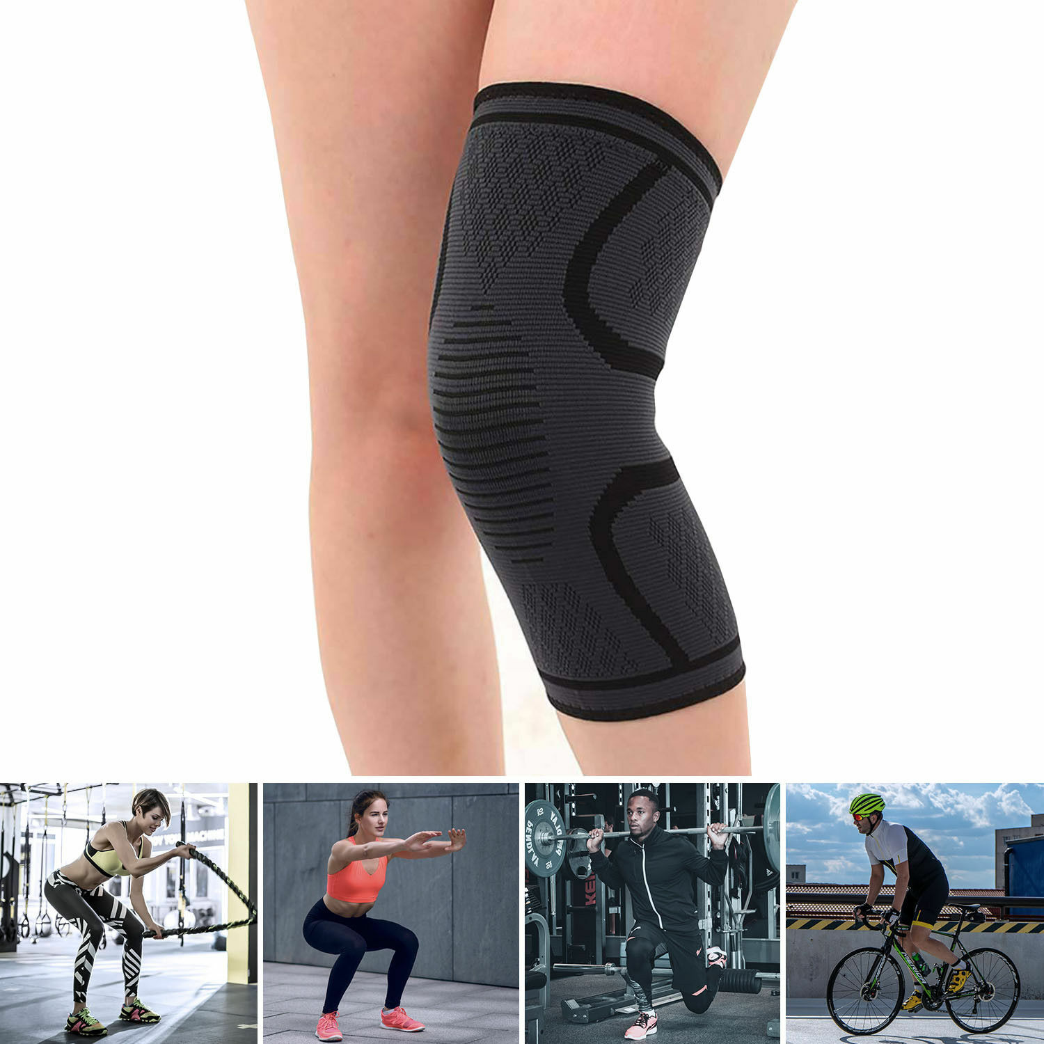 Knee Sleeve Compression Brace Supports For Sport Gym Joint Pain Arthritis US