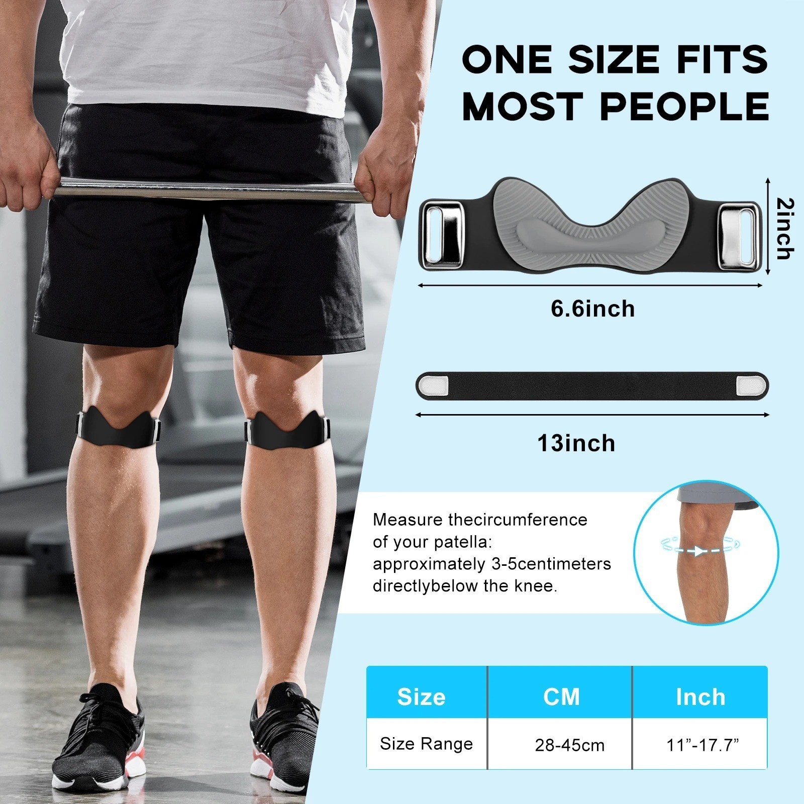 Silicone Patellar Tendon Support Strap 2 Pack,Knee Strap for Knee Pain Relief,Pa