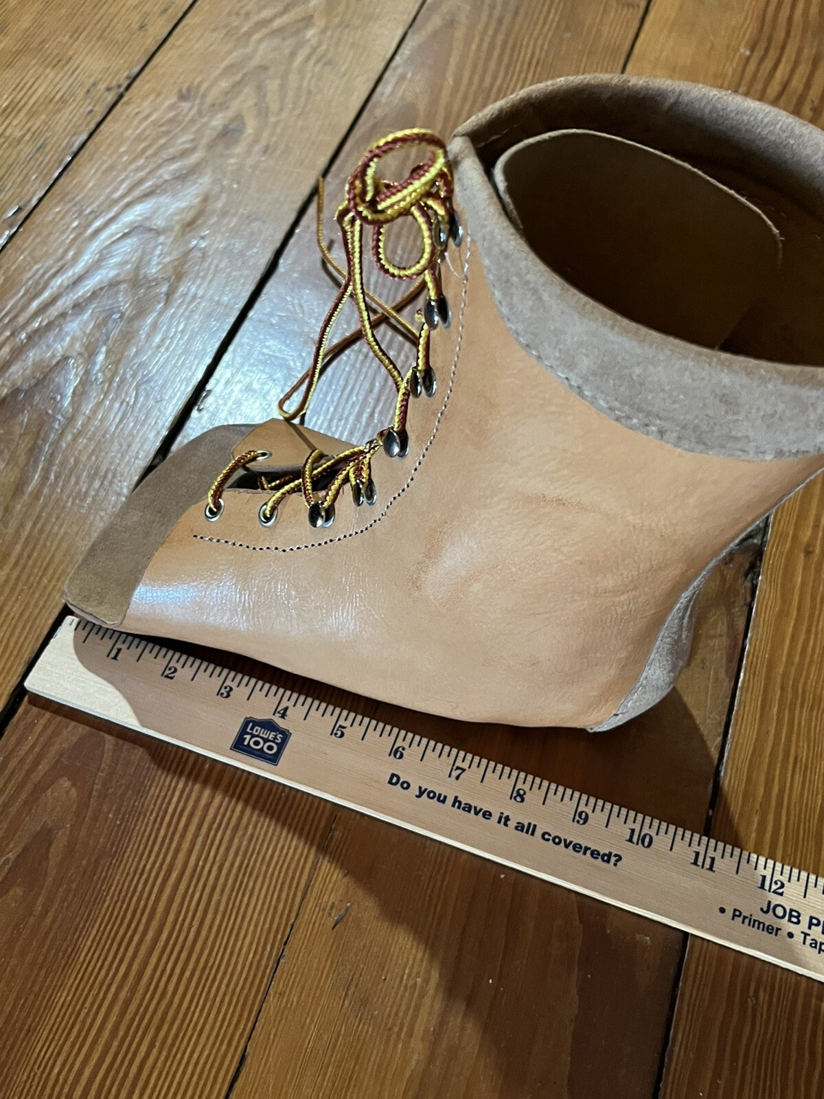 Tan Brown Leather Orthopedic Boot Lace Up Right Foot Custom Small ~9″ Tall
