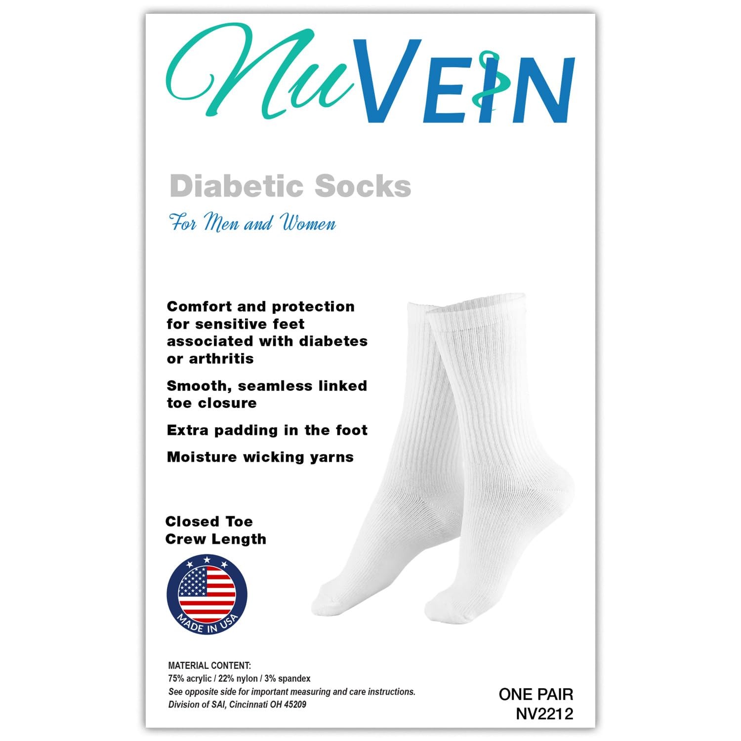 8-15 mmHg Compression Socks, Mid Calf Crew Length, Padded Cushion Foot, White…