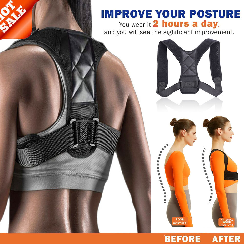 Unisex Thoracic Upper Back Brace for Lower Back Pain Relief Posture Corrector US