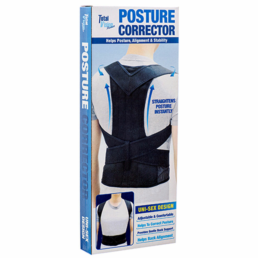 TOTAL VISION Back Brace Posture Corrector Shoulder Back Support Belt Unisex M/L