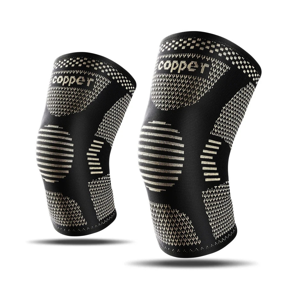 1/2x Knee Sleeves Copper Silver Compression Brace Support Sport Joint Injury