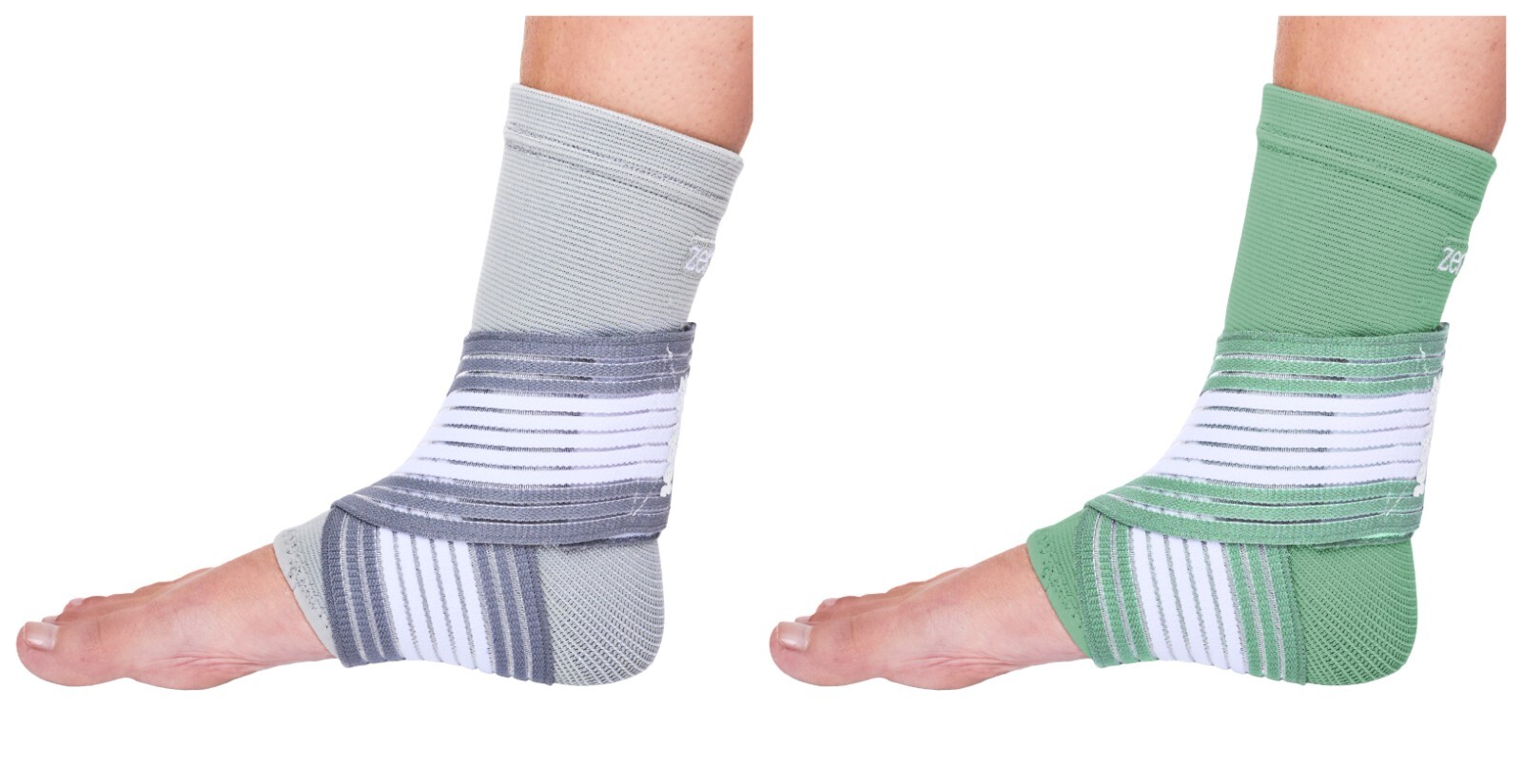 ZenToes Ankle Support Brace Sleeve Adjustable Compression Strap Wide Width Green