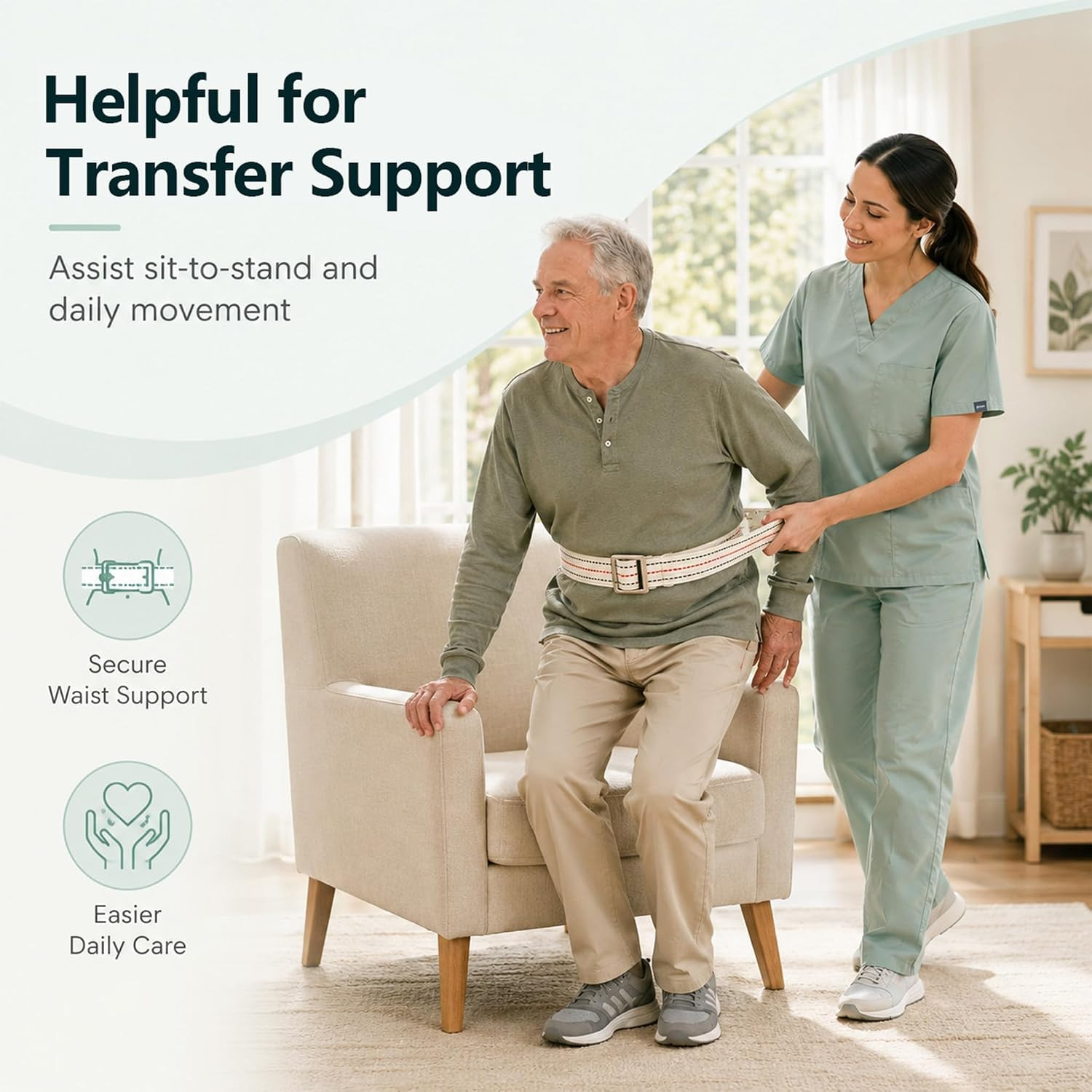Gait Belts Transfer Belts for Seniors – Walking Gait Belts for Men with Metal Bu