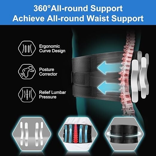 Back Brace for Lower Back, Support Back Brace- New Open Box Large