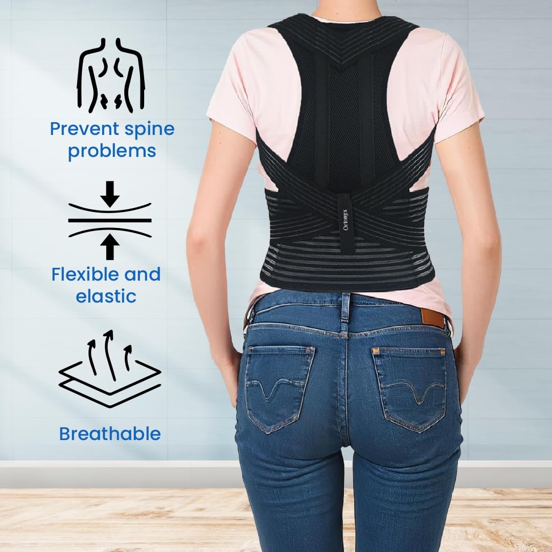 ORTONYX Back Brace Posture Corrector Clavicle and L/XXL Waist:36″-49″, Black