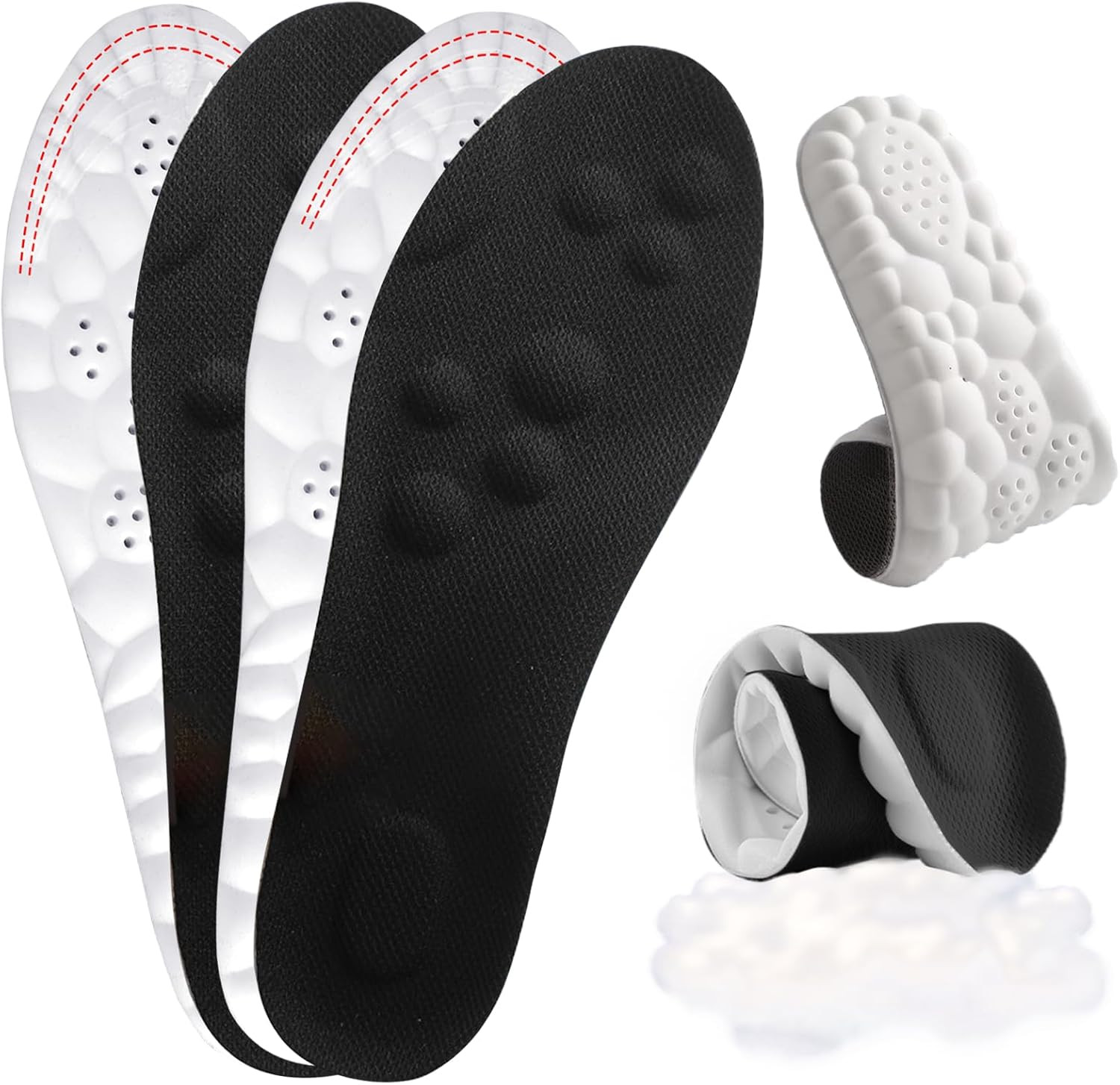 2 Pair Cloud Soles for Men,Super Soft Comfort Insoles,Trim to Fit,With Arch Supp