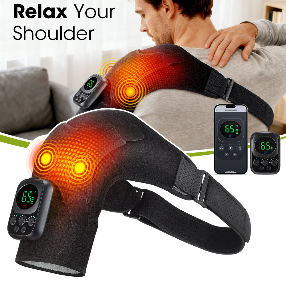 Shoulder Massager Electric Heating Shoulder Brace Belt Heating Vibration APP US