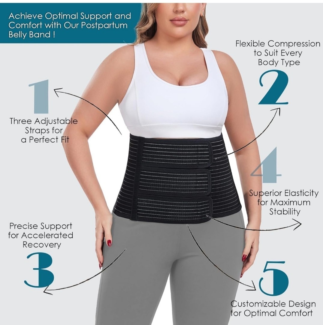 Abdominal Binder -Size Large – for men or women Bamboo Charcoal fiber