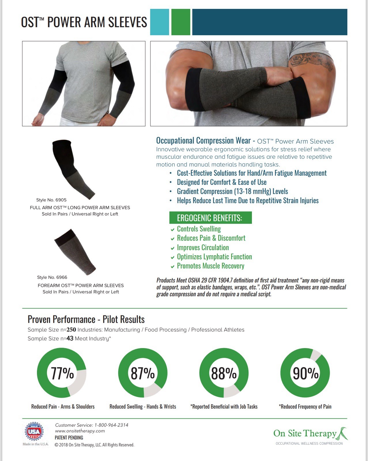 On Site Therapy Full Arm Large Compression Sleeves Black Size Large 1 Pair