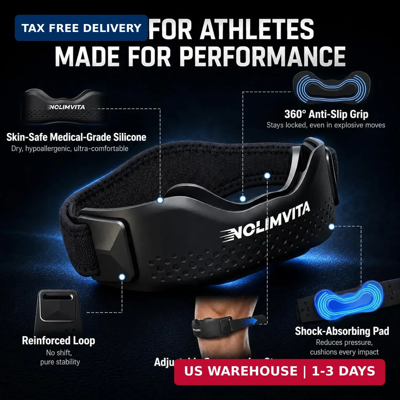 Patellar Tendon Support Strap 2 Pack, Knee Brace for Women & Men, Knee Strap wit