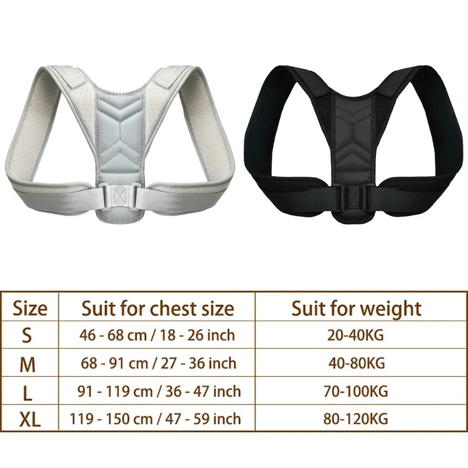 Adjustable Back Posture Corrector Neck Brace Training Equipment Home Office Man