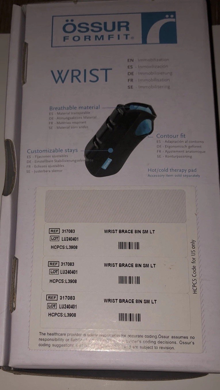 Ossur Form Fit Wrist Brace SMALL Left 8 Inch Breathable