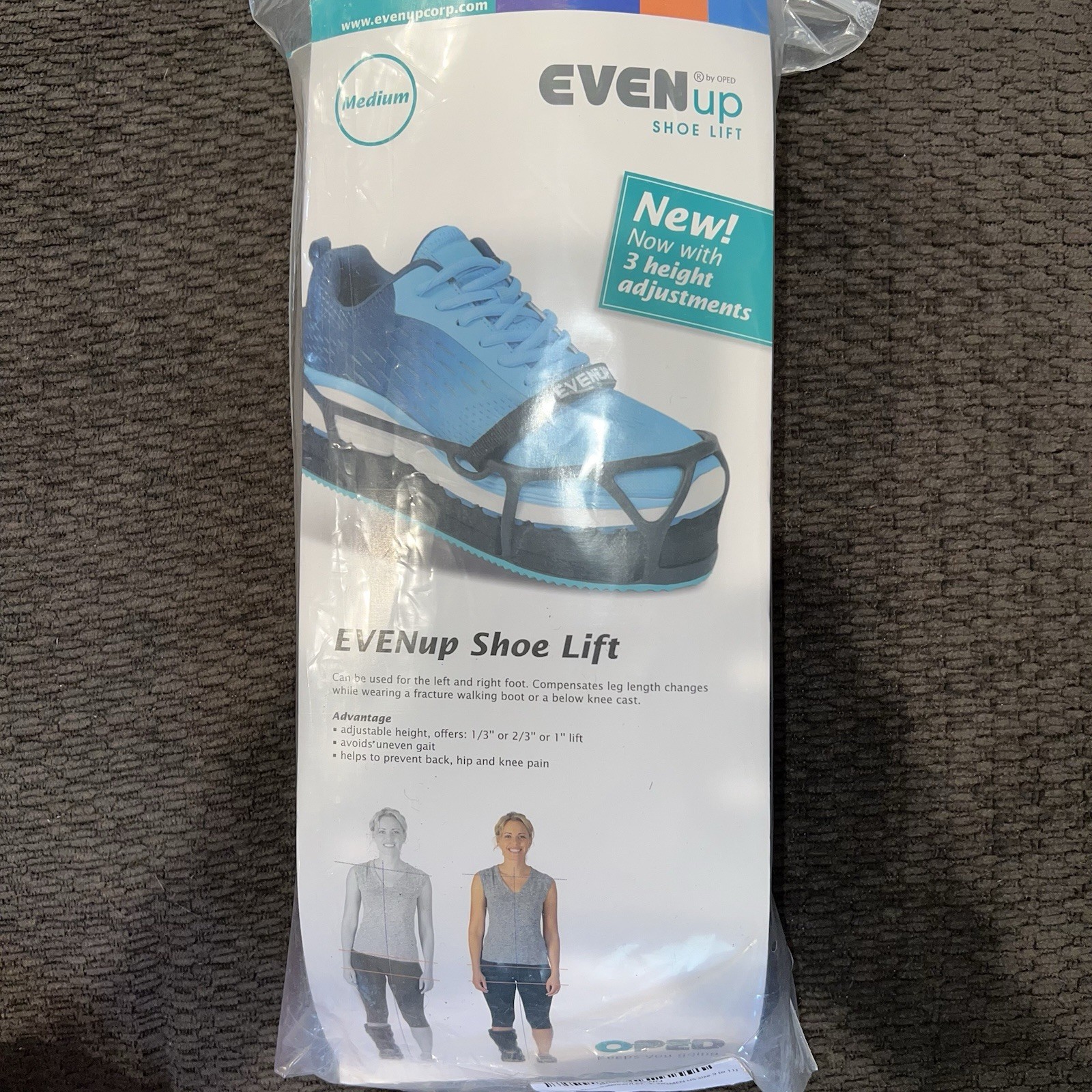 EVENup Shoe Lift Medium Adjustable Height Leg Length Compensation Shoe Leveler