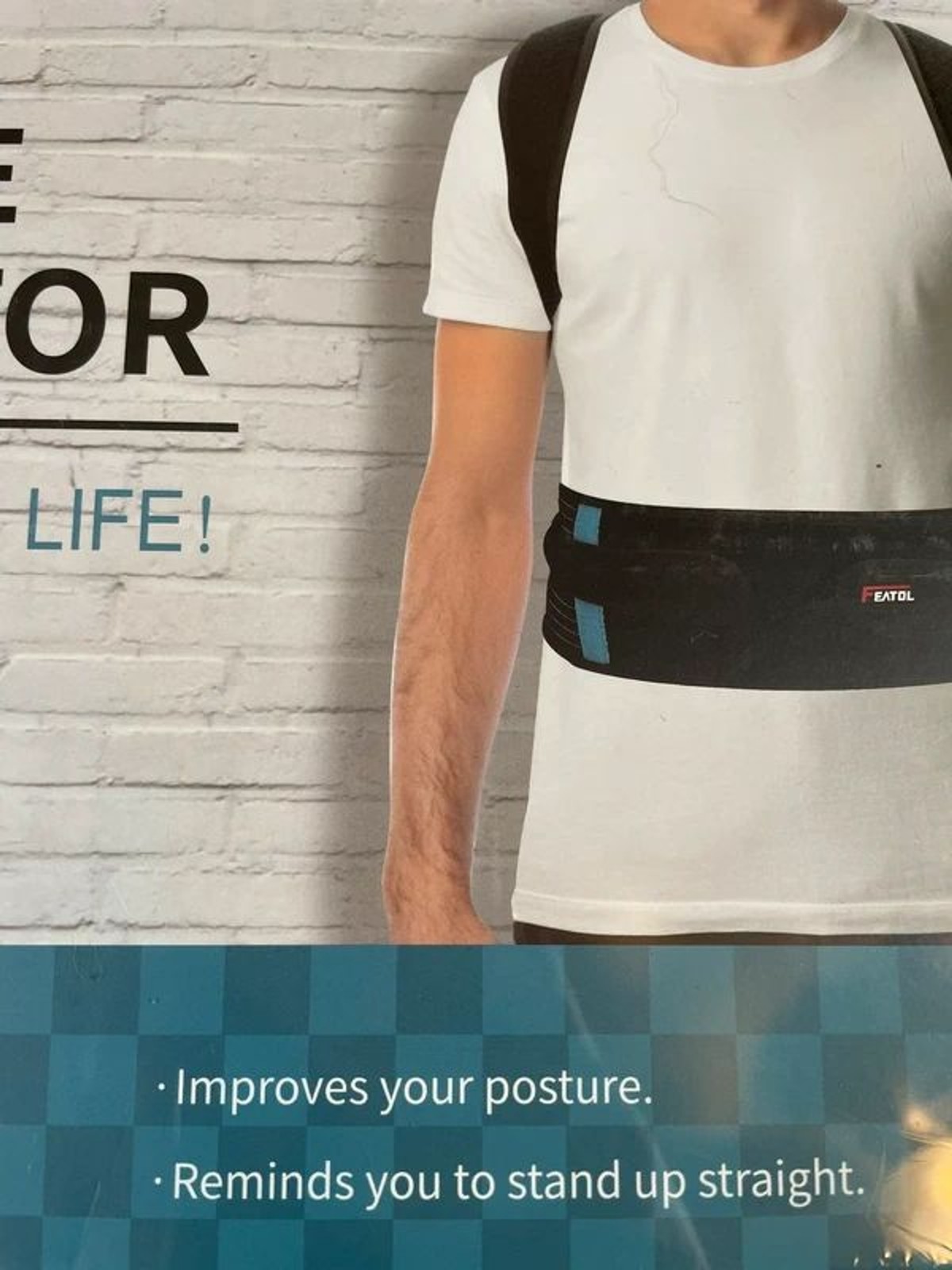 Featol Posture Corrector Back Brace Size M New Sealed Unisex Black Blue