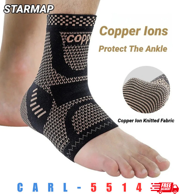Adjustable Copper Infused Ankle Support Compression Sleeve for Sports