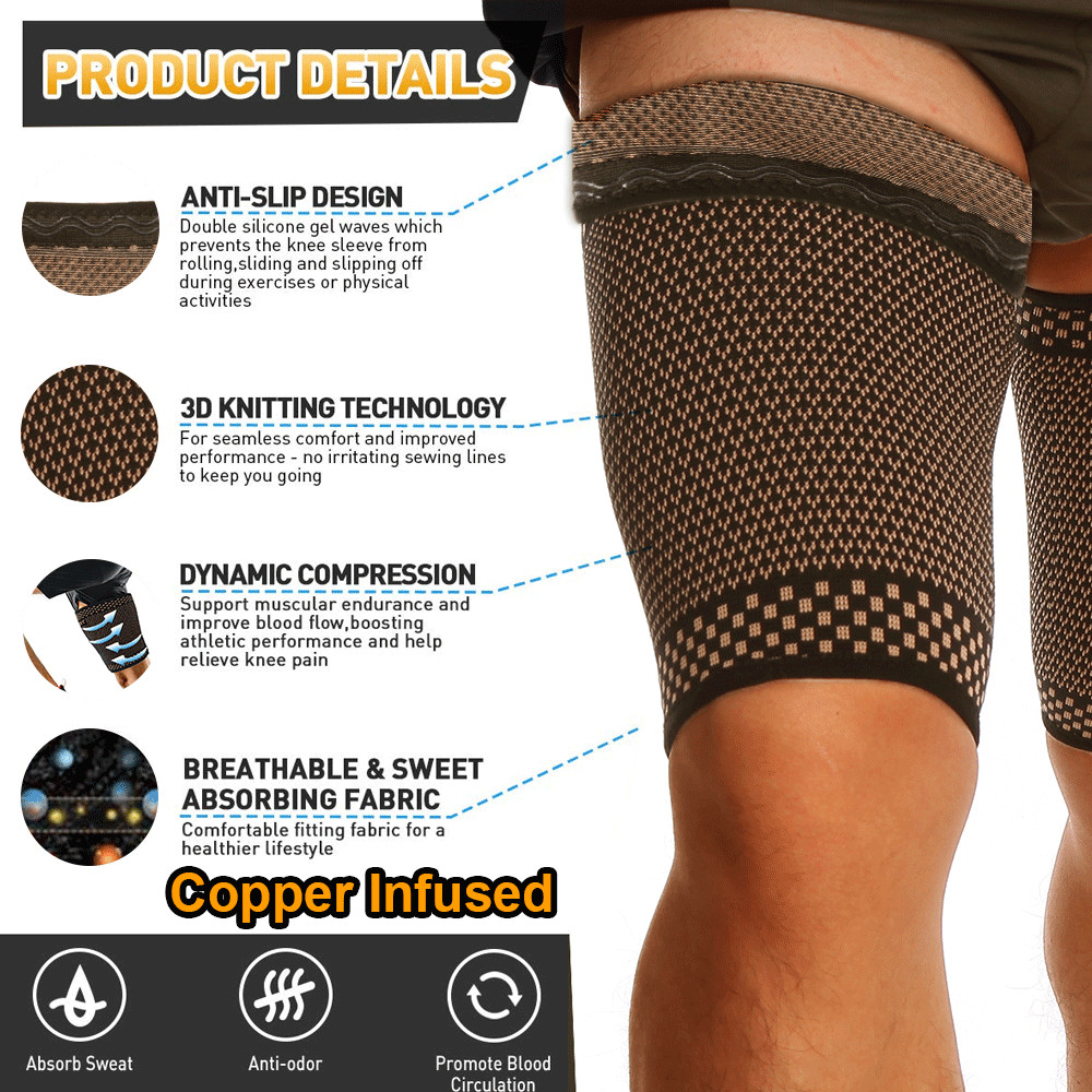 Copper Thigh Leg Support Hamstring Quadriceps Wraps Groin Quad Brace Compression