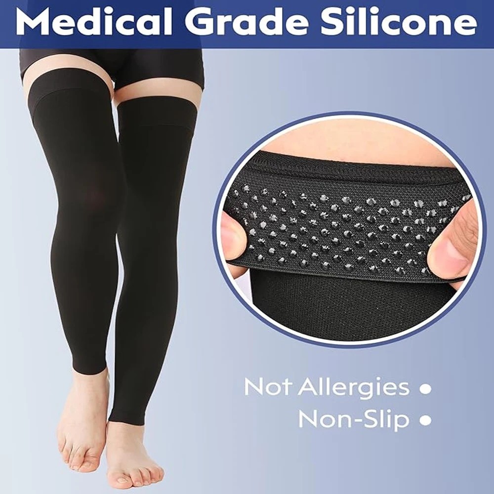 20-30 mmHg Leg Compression Sleeve Socks Thigh High Varicose Stockings Men Women