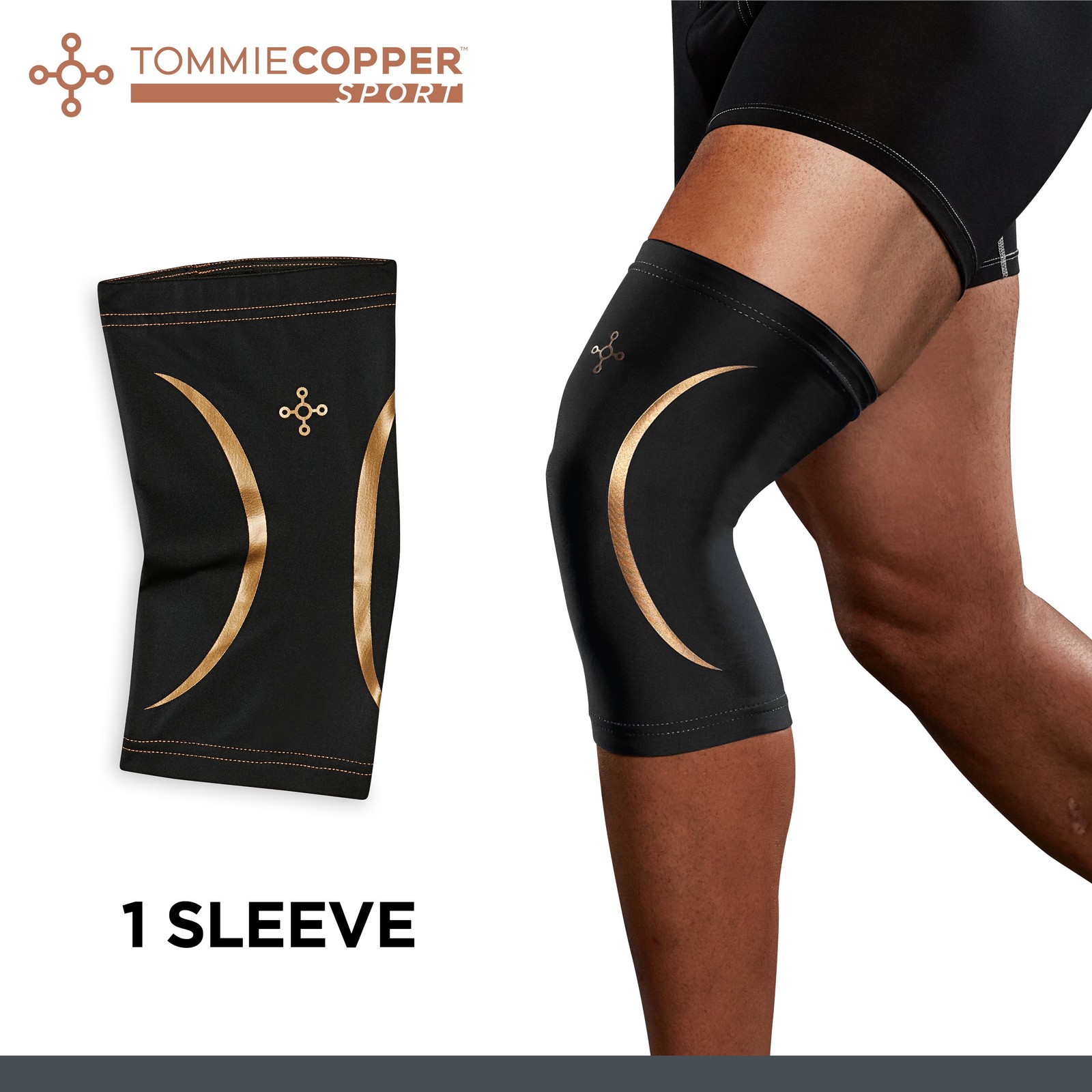 Compression Knee Sleeve Sport Support Brace Black Color Small Medium Size 1-Pack