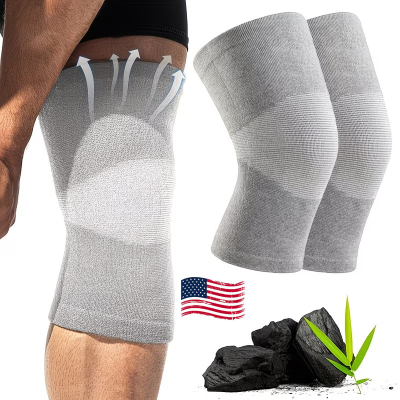 2pcs- Bamboo Charcoal Compression Knee Sleeves Elastic Knee Braces for Women&Men