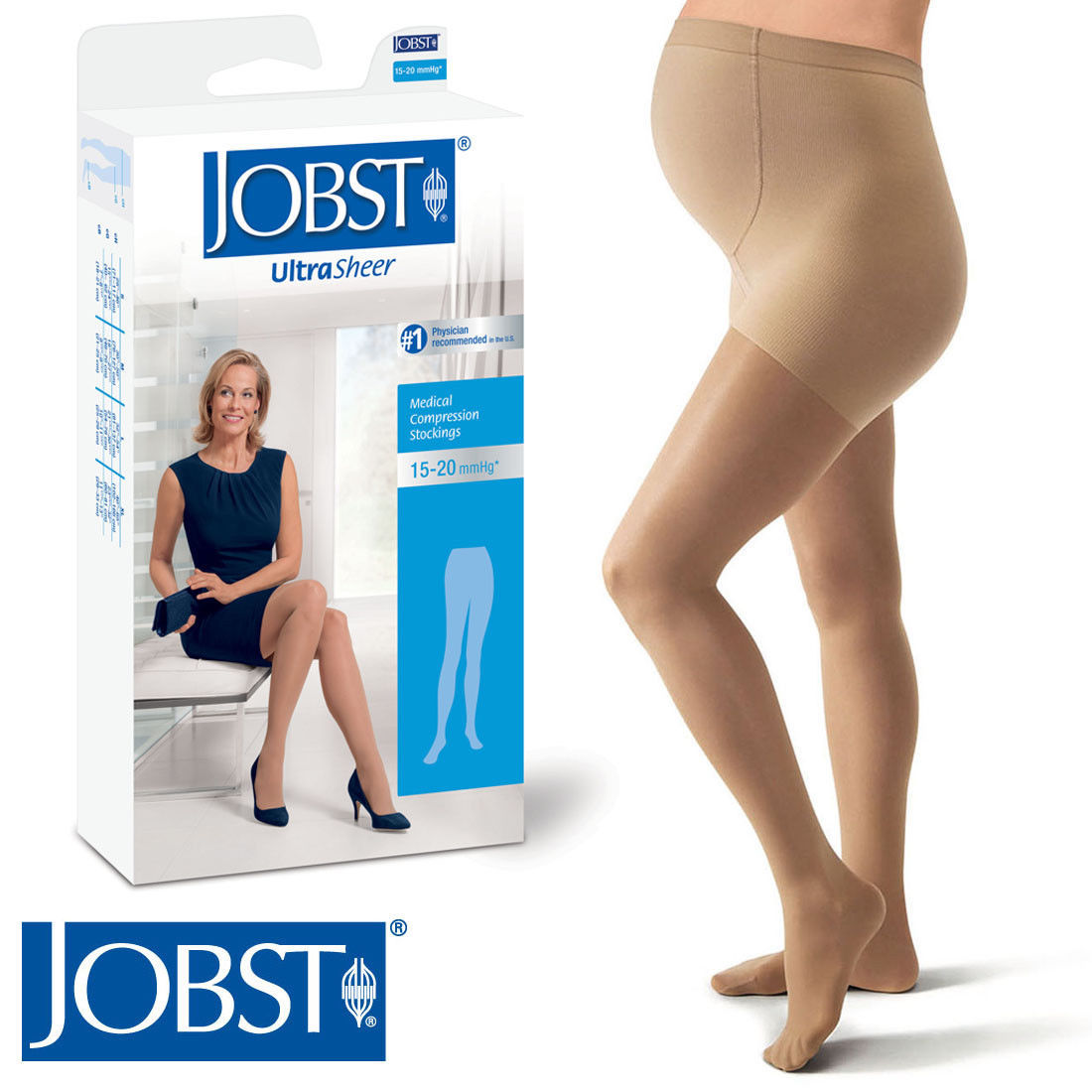 Jobst Womens UltraSheer Maternity Compression Pantyhose 15-20 mmhg Supports Hose