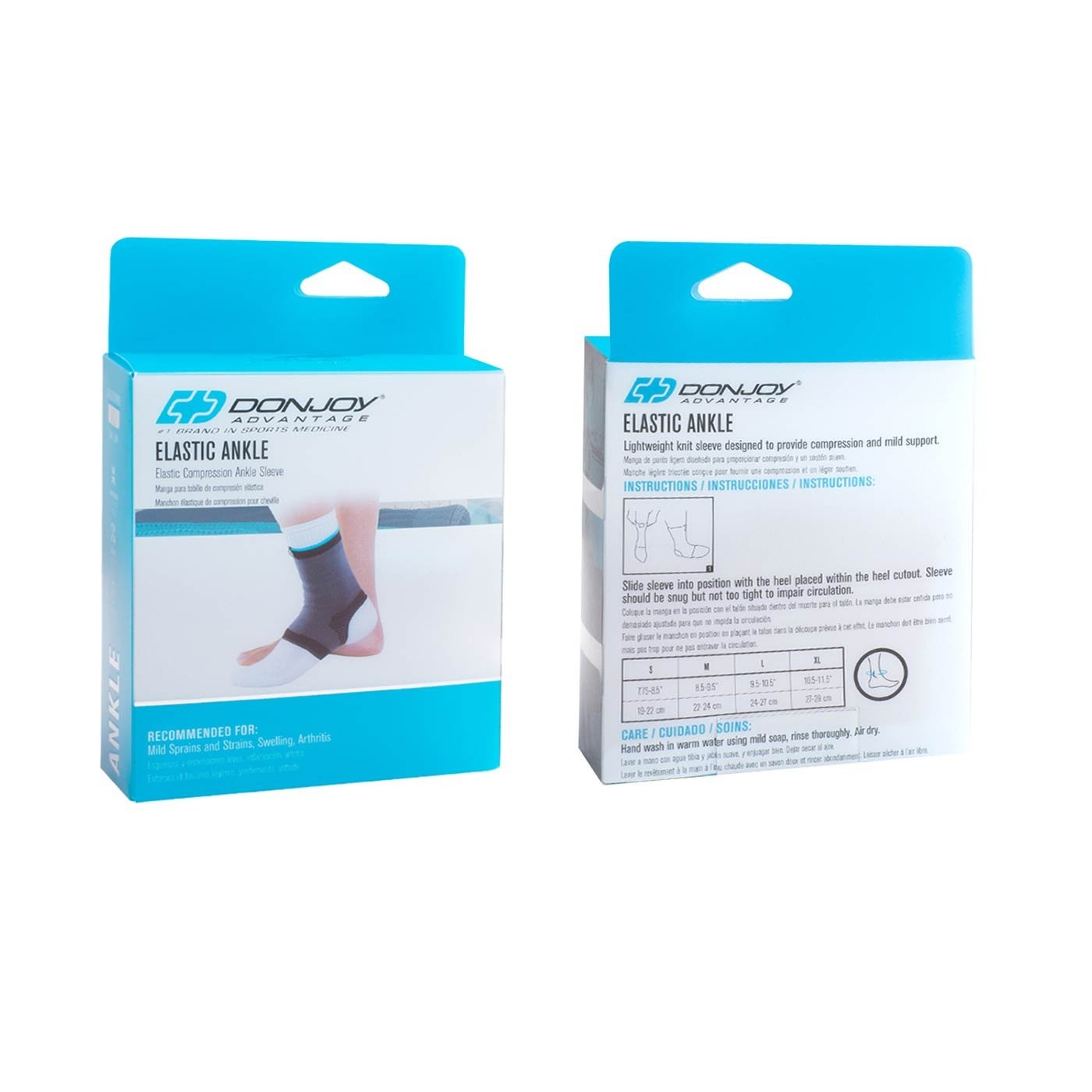 DonJoy Advantage Elastic Ankle Sleeve for Sprains, Small 7.75″-8.5″, Black