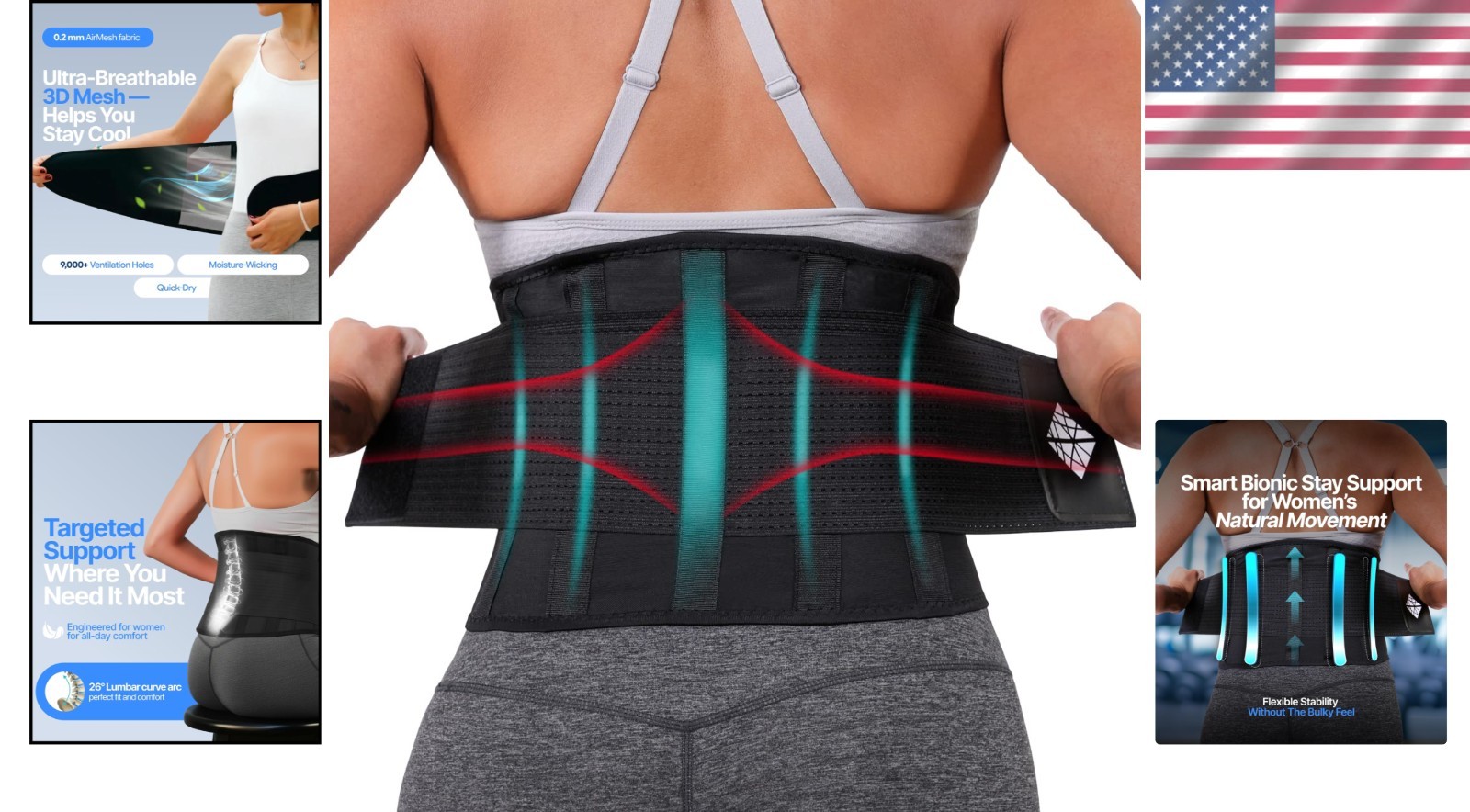 Breathable Supportive Back Brace for Lower Back Pain Relief – Men & Women, Small