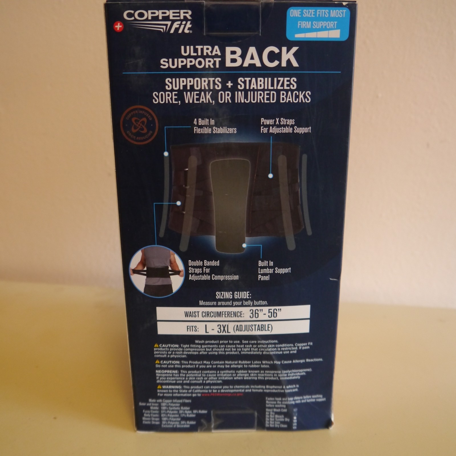 Copper Fit Plus Size Ultra Back Support fits up to 3XL