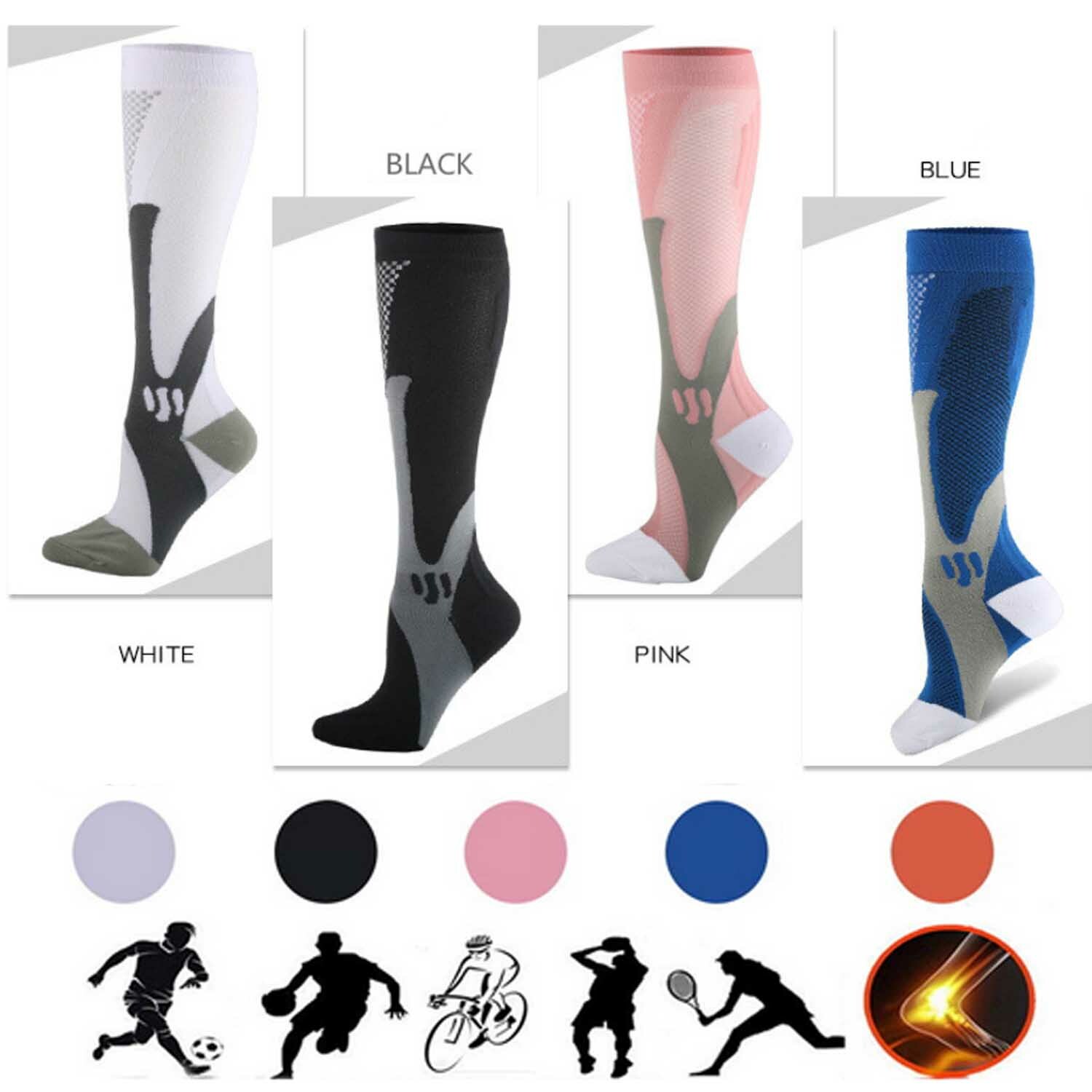 5 Pairs 30-40 mmHg Compression Socks – Knee High Support for Running & Sports