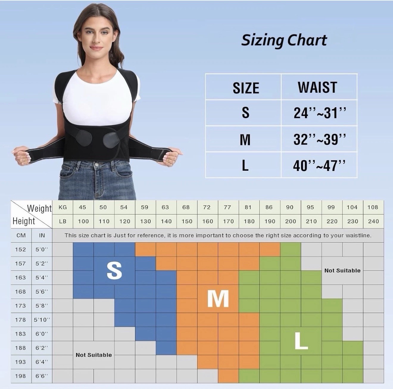 NEW~ Enthra Back Brace Posture Corrector Lower Back Pain Spine Vertica Medium