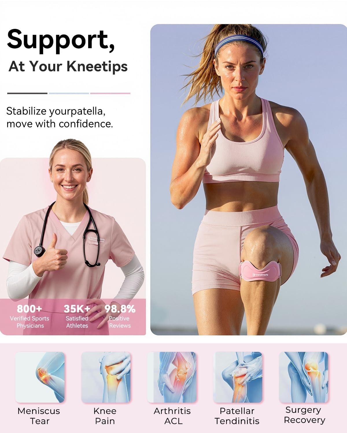 Patellar Tendon Support Strap, Patella Band for Running, Basketball, Hiking, …