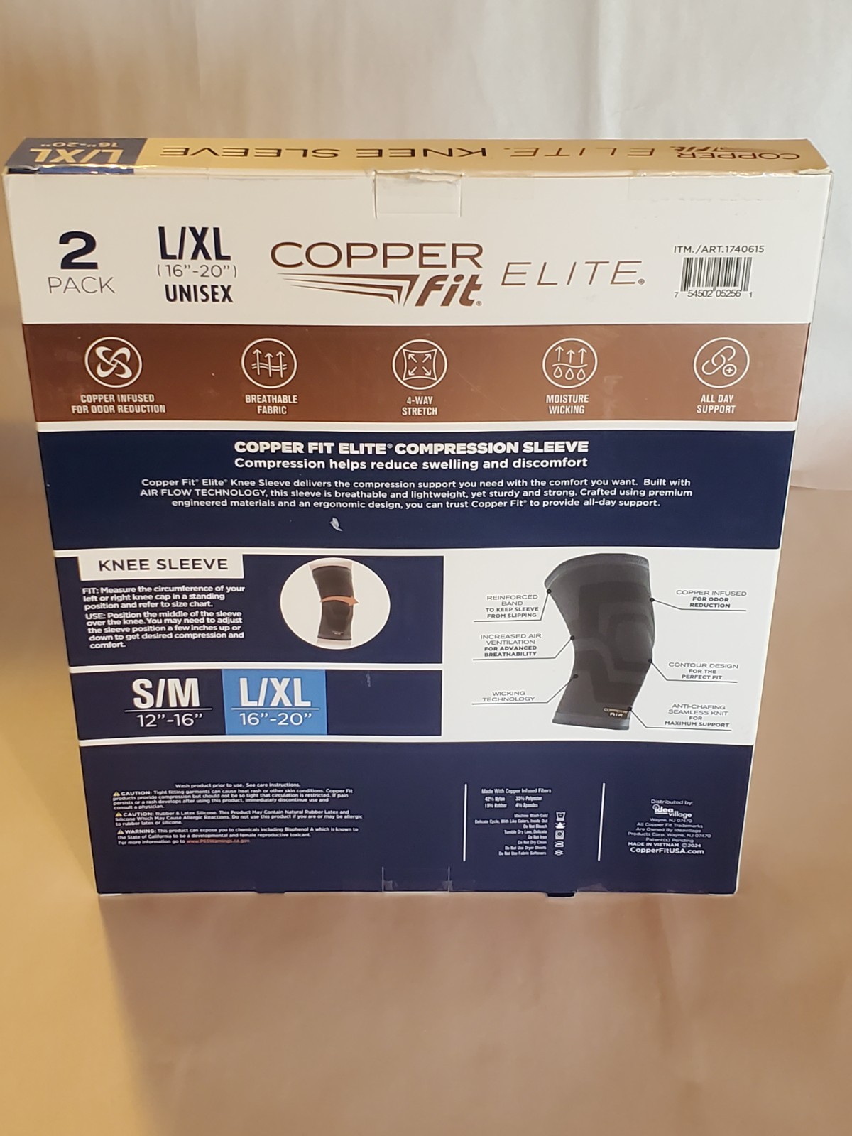 Copper Fit Elite Air Compression Knee Sleeve 2-Pack