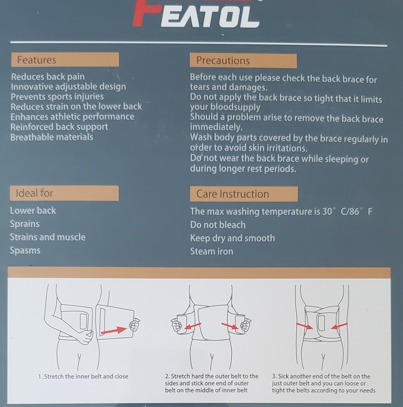 Featol Adjustable Back Brace Size 3XL Brand New in Box